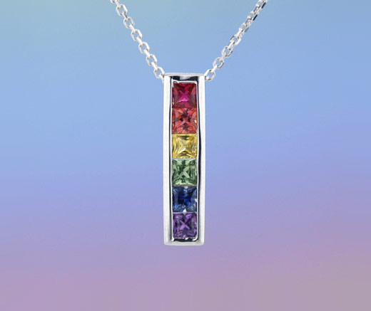 Rainbow Dark Double Hex Necklace
