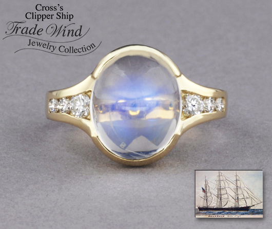 The Gull Blue-Moon Moonstone & Diamond Ring - Cross Jewelers