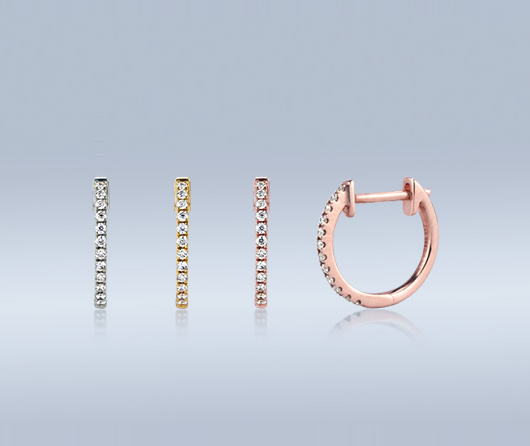9ct Gold Faceted Cuff Huggy Hoop Earrings – Huggie Hoops, No Stone, Yellow Gold