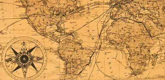 Old map with compass rose illustration