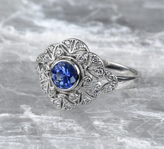 Winter Forest Blue Sapphire & Diamond Ring - Cross Jewelers