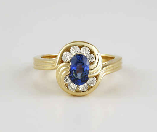 A Cottage by the Sea Blue Sapphire & Diamond Ring - Cross Jewelers