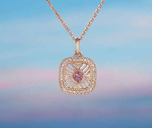 This Morning The Sun Rose, Pink World Tourmaline & Diamond Necklace