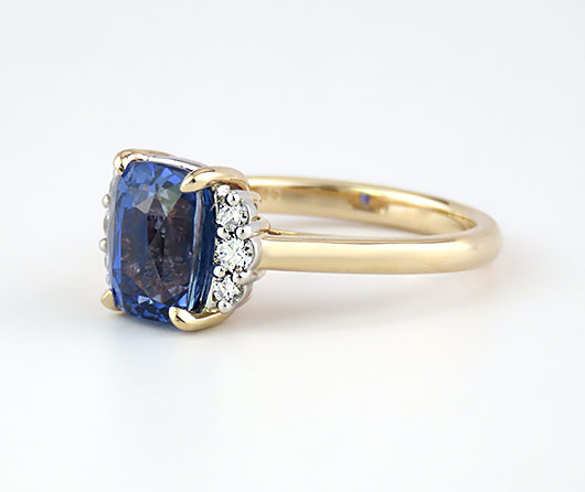 Triple Goddess of the Crescent Moon Blue Sapphire & Diamond Ring ...