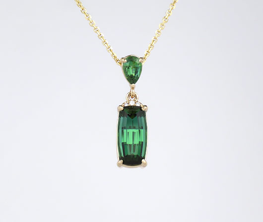 Green Maine Tourmaline & Diamond Necklace