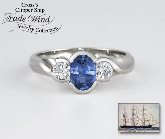 Fair Winds & Following Seas Blue Sapphire & Diamond Ring