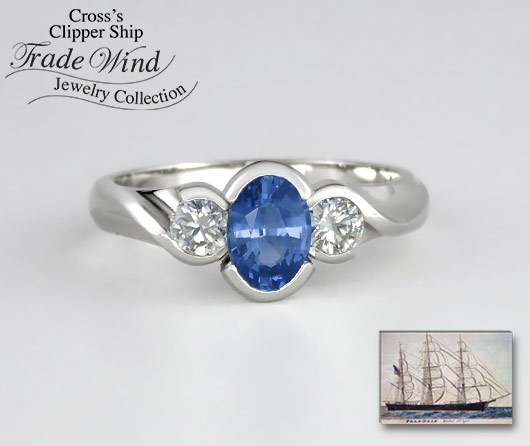 Fair Winds & Following Seas Blue Sapphire & Diamond Ring