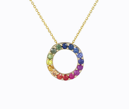Airline Pilot's Full Circle Rainbow Sapphire Necklace - Cross Jewelers