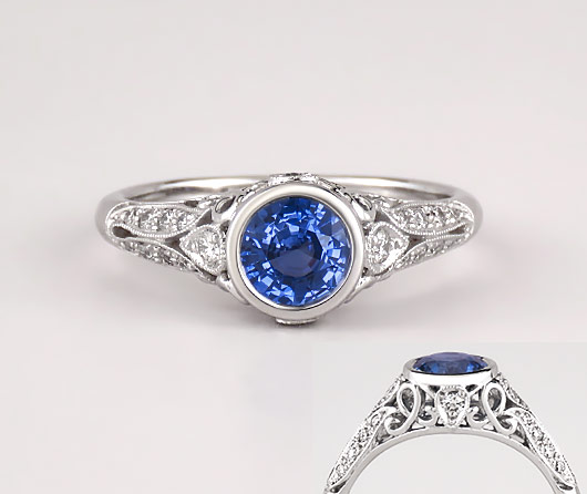 6.35 Carat Royal Blue Sapphire with Diamonds in Platinum Ring – ASSAY