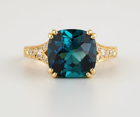Savoy, Blue World Tourmaline & Diamond Ring