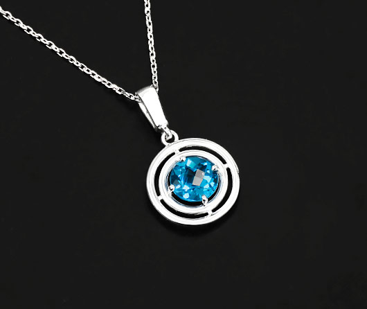 Blue Sky Topaz, My Center of the Universe Silver Necklace