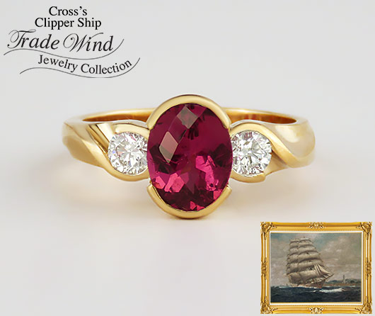Fair Winds & Following Seas Pink World Tourmaline & Diamond Ring