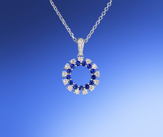 Ice Skating on the Charles, Blue Sapphire & Diamond Necklace