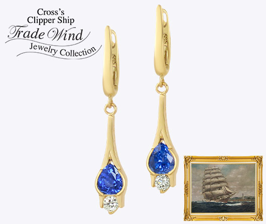 King Charles’ Scepter Blue Sapphire & Diamond Earrings