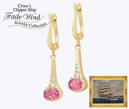 Shark Tail Pink Sapphire & Diamond Earrings