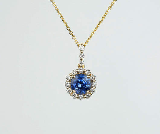 Zen Garden, Blue Sapphire & Diamond Necklace