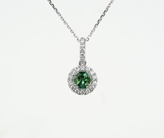 Green Maine Tourmaline & Diamond Necklace