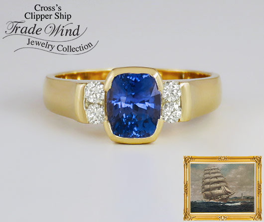 God Blessed This Blue Sapphire & Diamond Ring