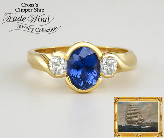 Fair Winds & Following Seas Blue Sapphire & Diamond Ring