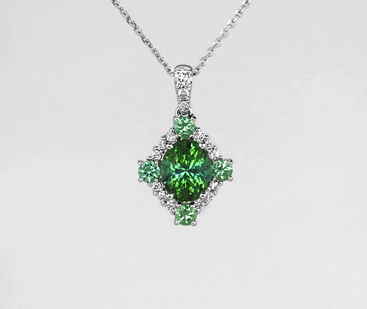 Irish Spring SparHawk Maine Tourmaline & Diamond Necklace