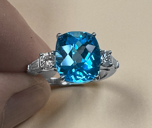 Kennebunkport Blue Sky Topaz and Diamond Ring
