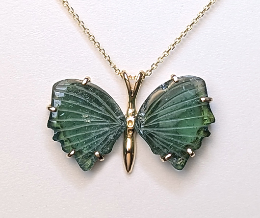 World Green Tourmaline Butterfly Necklace