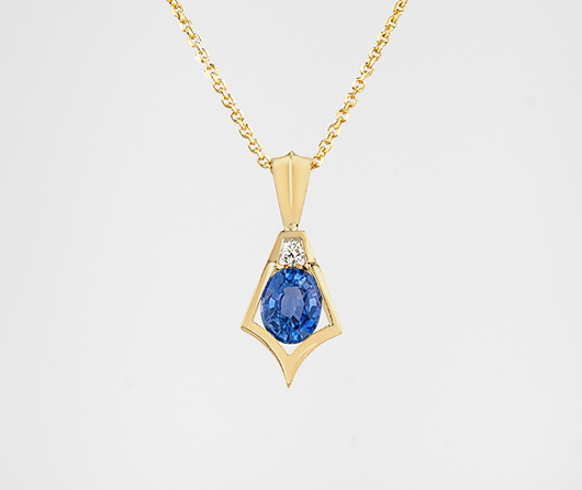 Kite-Wind, Hope-Joy Blue Sapphire & Diamond Necklace
