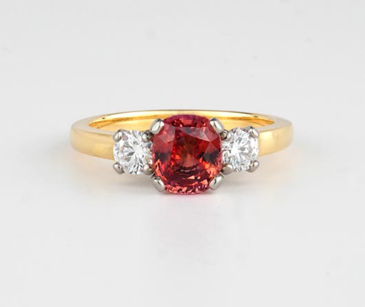 Maui Sunset Padparadscha Sapphire & Diamond Ring