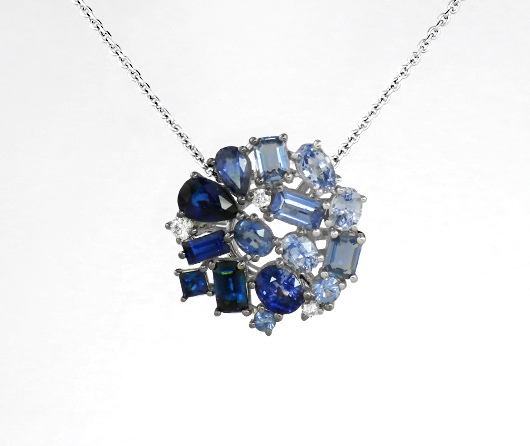 Intergalactic Blue Sapphire & Diamond Necklace