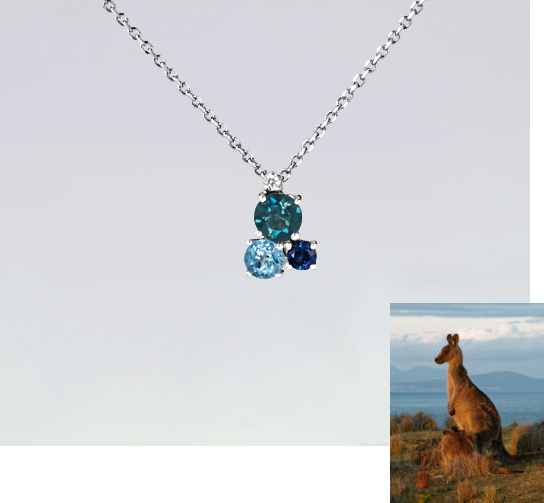 Tasmanian – Blue Topaz, Sapphire, & Diamond Necklace