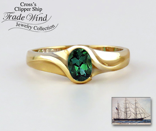 Returning Tide Green Maine Tourmaline Ring, Small