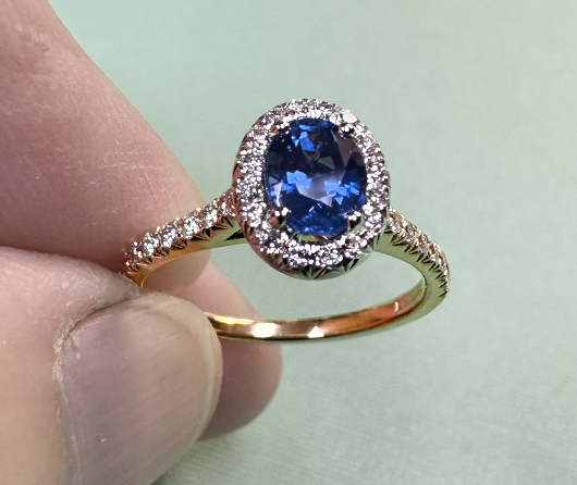 Blue Sapphire & Diamond Ring