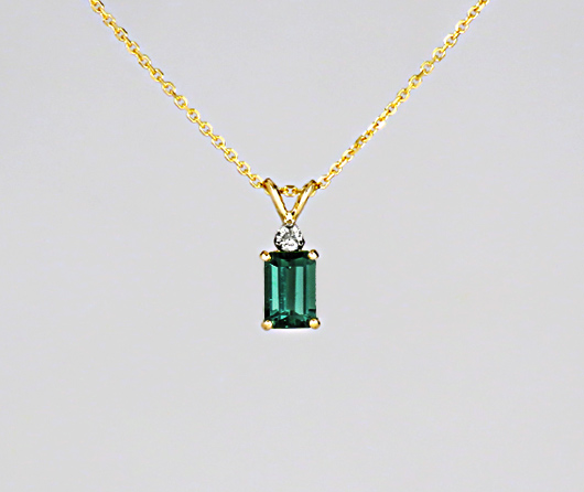 Tenting in the Mountains on a Rainy Day in September Green Maine Tourmaline & Diamond Necklace