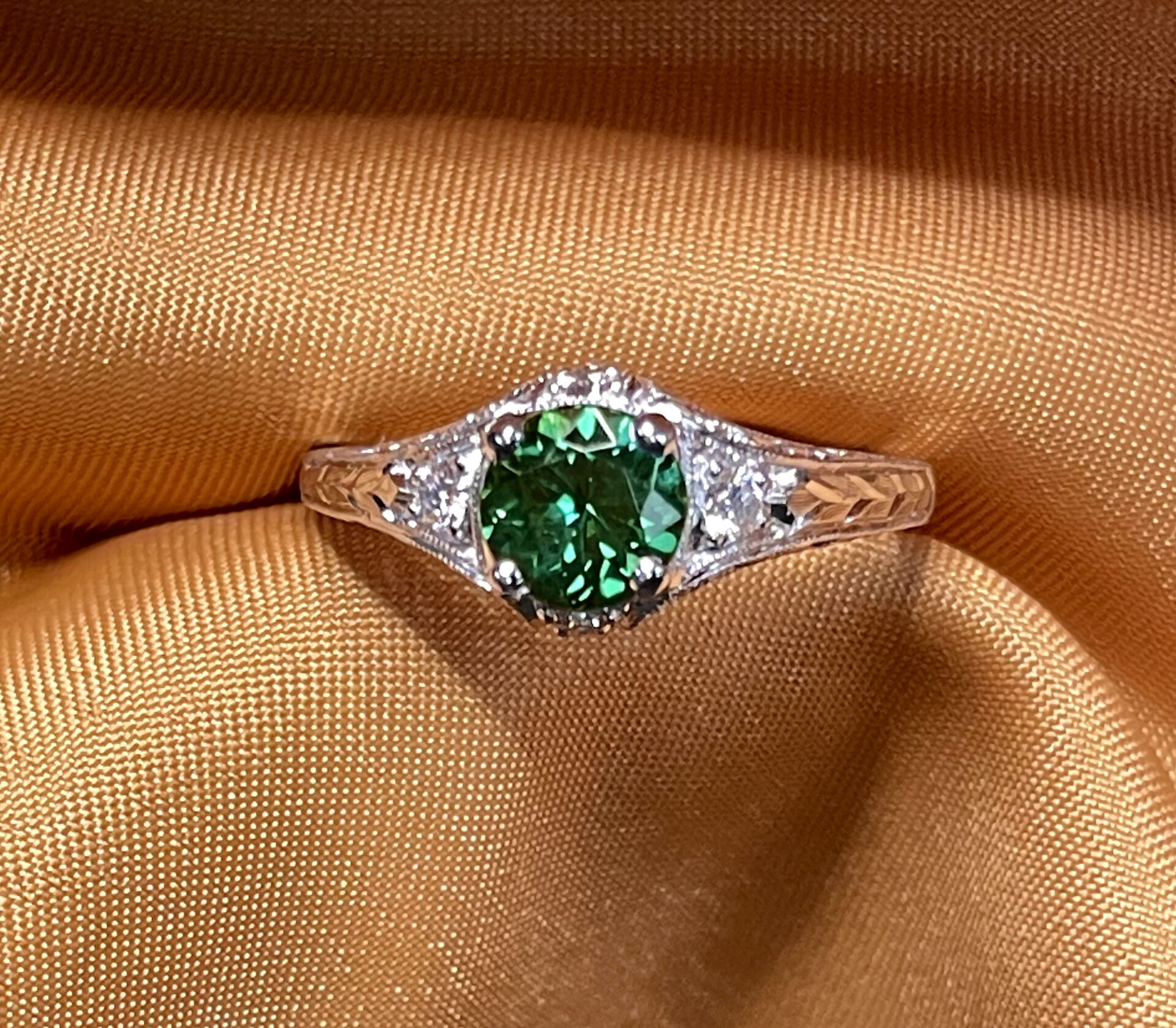 Calvin Coolidge 1925 Maine Tourmaline & Diamond Ring