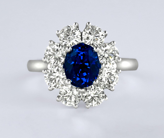 Blue Aura Sapphire & Diamond Ring