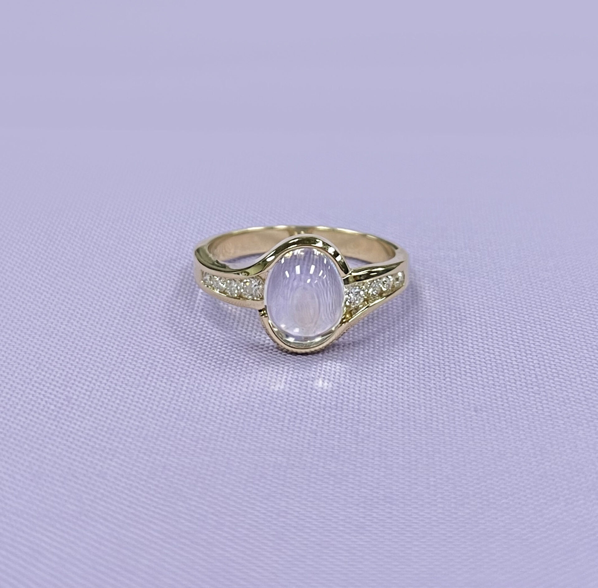 Sea Sense Blue Moonstone & Diamond Ring
