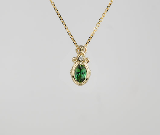 Love Bug, Green Maine Tourmaline Necklace