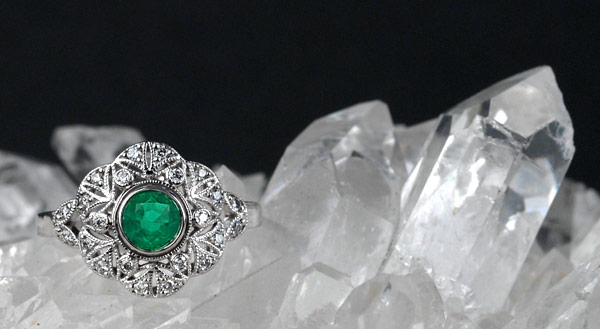 Winter Forest emerald with crystal