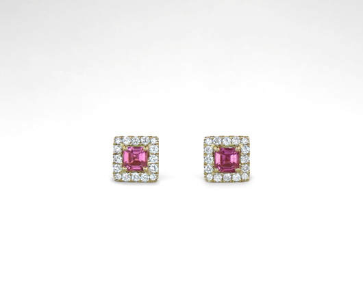 Pink Maine Tourmaline & Diamond Earrings