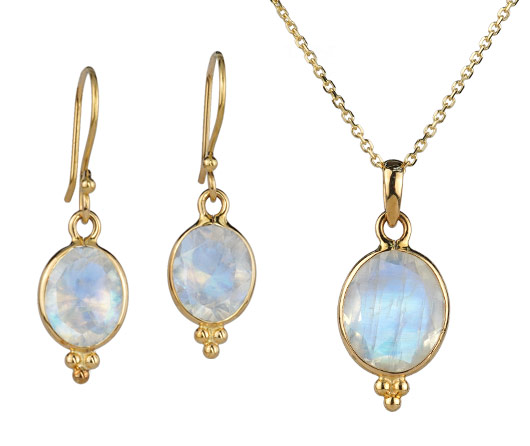 Midnight Mischief Moonstone Earring and Necklace Set