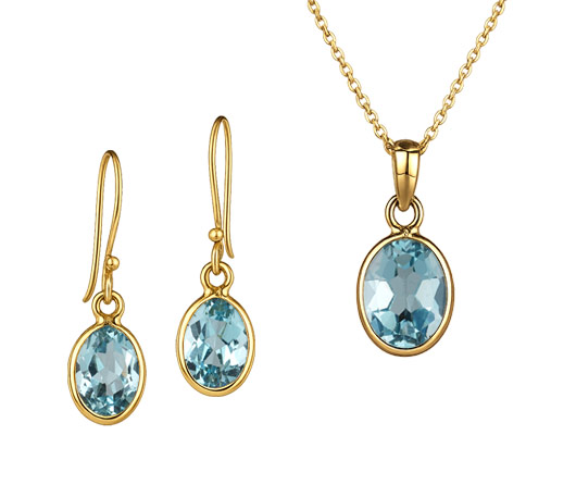 Mirror Mirror on the Wall Blue Topaz Earrings and Necklace Set