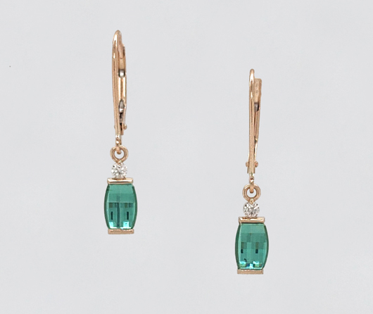 Alice Blue Maine Tourmaline & Diamond Earrings