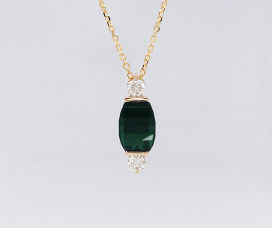 Two Lights – Safe Passage Green Maine Tourmaline & Diamond Necklace