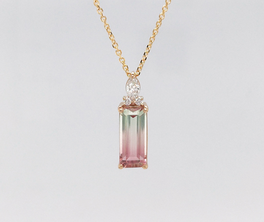Bi-Color Maine Tourmaline & Diamond Necklace