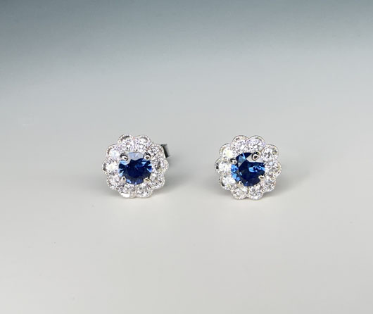 Blue Sapphire and Diamond Earrings