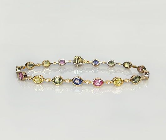 I Wish Everything in Life Could Come Out So Awesome, Multicolored Sapphire & Diamond Bracelet