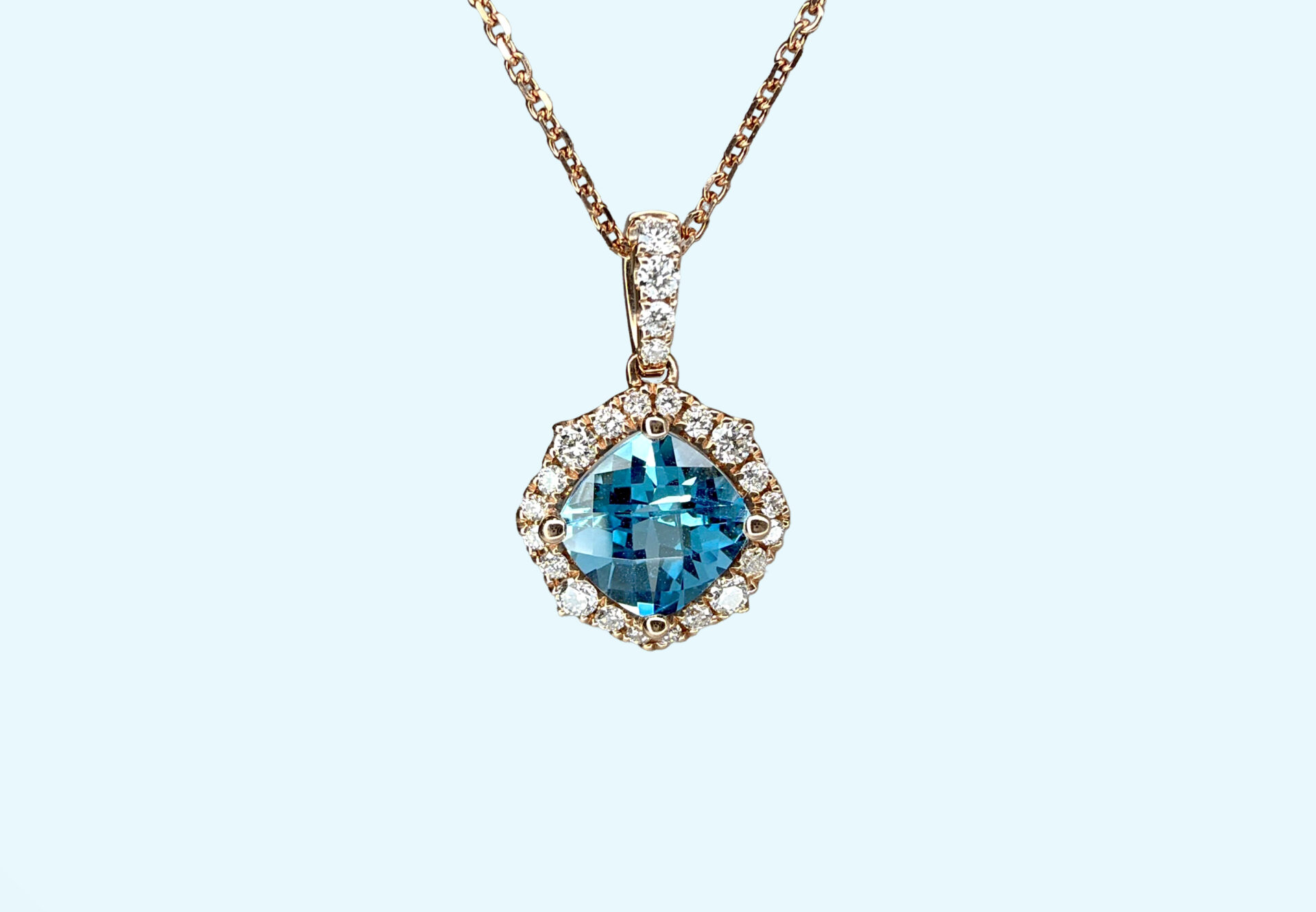 Blue Sky Topaz & Diamond Necklace