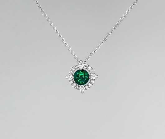 Land-Ho, Green Garnet & Diamond Compass Rose Necklace
