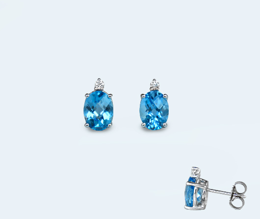 Freedom Blue Sea Topaz & Diamond Earrings