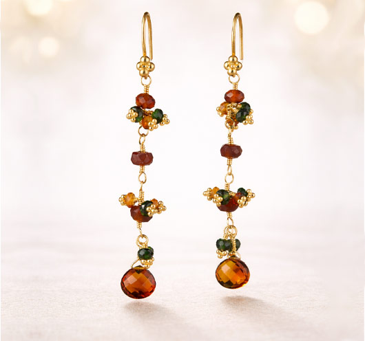 When the Air Turns Gold Smokey Quartz and World Tourmaline Earrings